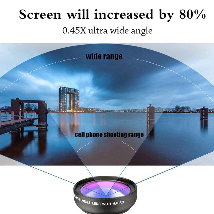 Apexel 2-in-1 Phone Lens Kit 0.45x Super-Wide Angle 12.5x Super-Macro Lens - Aussie Gadgets