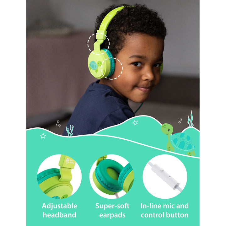 Kids Wired Headphones Milo the Turtle - Aussie Gadgets