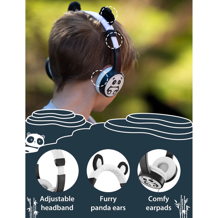 Kids Wired Furry Headphones Pippin the Panda - Aussie Gadgets