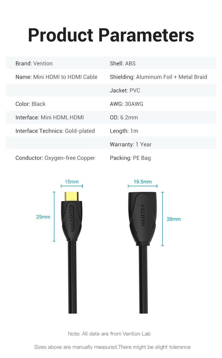 Mini HDMI to HDMI 1.4 Cable Bidirectional 4K 1080P - Aussie Gadgets