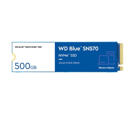 WD Blue SN570 500GB NVMe SSD 3500MB/s 2300MB/s R/W 300TBW 360K/3900K IOPS M.2 1.5M hrs MTBF 5yrs