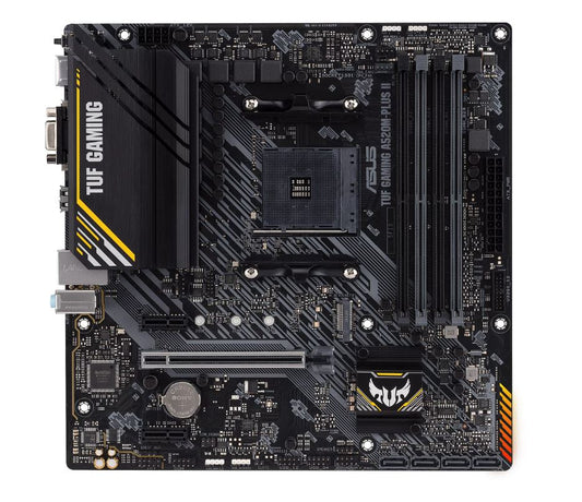 AMD A520 TUF GAMING A520M-PLUS II (Ryzen AM4) Micro ATX Gaming Motherboard with M.2 support, DisplayPort, HDMI, D-Sub, USB 3.2 Gen 1 ports, SATA