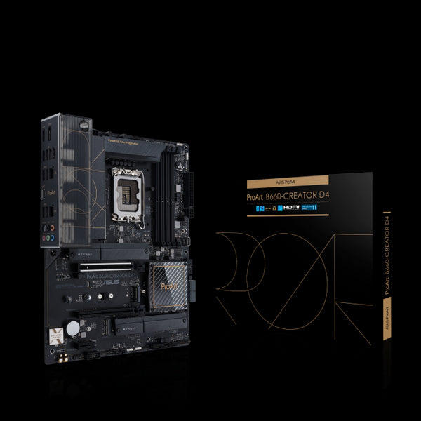 PROART B660-CREATOR D4 Intel LGA 1700 ATX Motherboard, PCIe 5.0, DDR4, 2.5 Gb and 1 Gb Ethernet, 3xPCIe 4.0 M.2 slots, USB-C DP