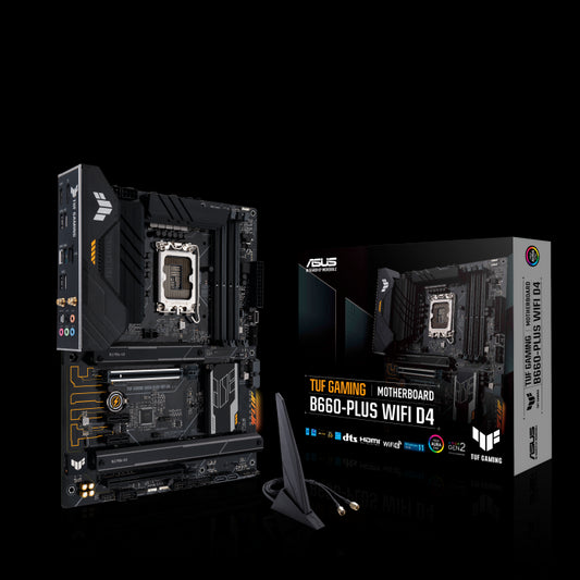 TUF GAMING B660-PLUS WIFI D4 Intel LGA 1700 ATX Motherboard PCIe 5.0, 3xPCIe 4.0 M.2, Intel 2.5Gb Ethernet, Dp HDMI, USB-C, Aura Sync