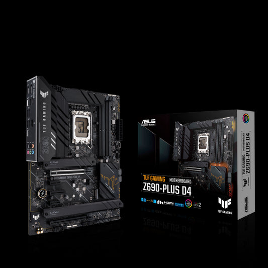 TUF GAMING Z690-PLUS D4 Intel LGA 1700 ATX Motherboard DDR4 PCIe5.0, 4xM.2, Intel 2.5 Gb Ethernet, HDMI DP USB-C SATA 6 Thunderbolt 4, RGB