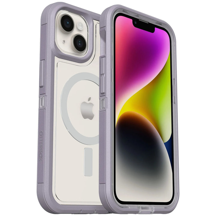 OtterBox Defender XT Clear MagSafe Apple iPhone 14 / iPhone 13 Case Lavender Sky(Purple)