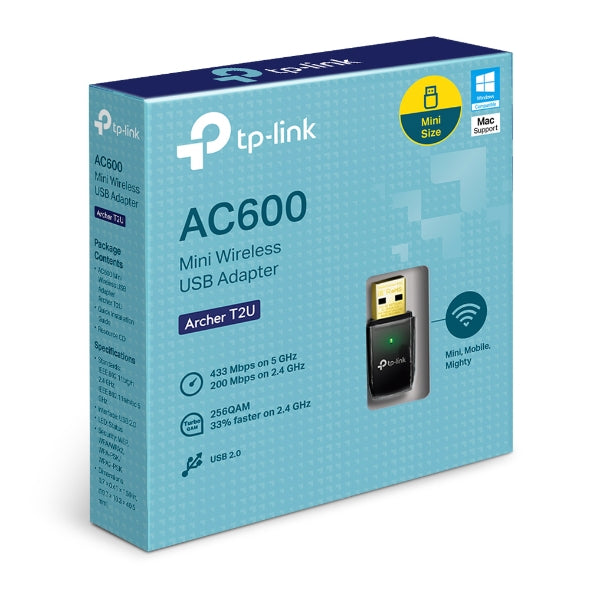 TP-Link Archer T2U AC600 Wireless Dual Band USB Adapter 2.4GHz (150Mbps) 5GHz (433Mbps)