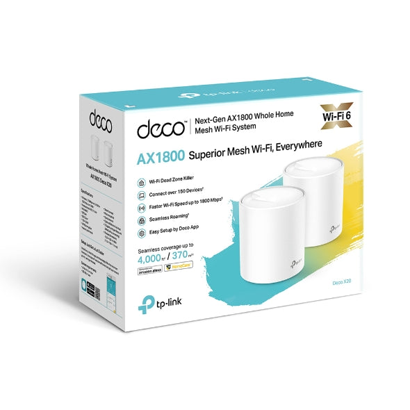 TP-Link Deco X20 (2-pack) AX1800 Whole Home Mesh Wi-Fi 6 System