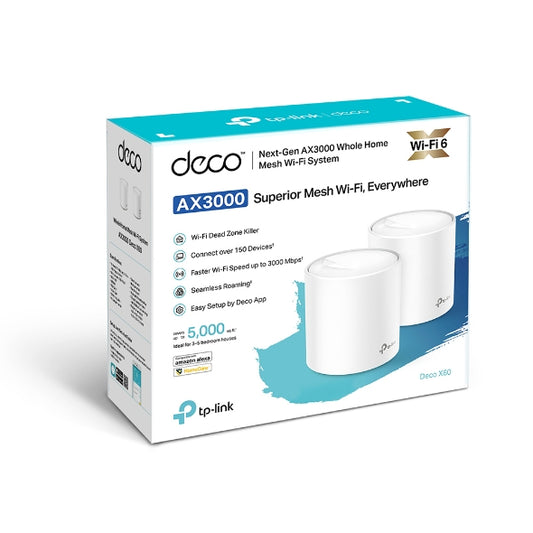 TP-Link Deco X60 (2-pack) AX3000 Whole Home Mesh Wi-Fi 6 System