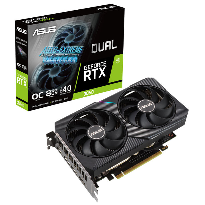 nVidia GeForce DUAL-RTX3050-O8G RTX 3050 8GB OC Edition GDDR6, 1852Mhz Boost, PCIe 4.0, 1xHDMI 2.1, 3xDP 1.4a - Aussie Gadgets