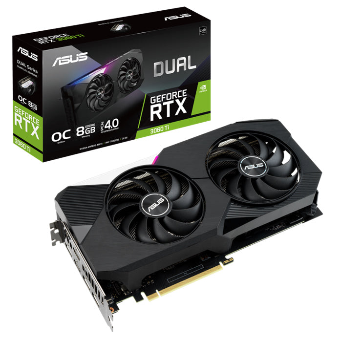 nVidia GeForce DUAL-RTX3060TI-O8G-V2 RTX 3060 Ti V2 8GB OC Edition, GDDR6 1740MHz 2xHDMI 3xDP Ampere SM, 2nd RT Cores, 3rd Gen Tensor Cores (LHR) - Aussie Gadgets