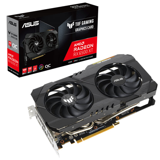 AMD Radeon TUF-RX6500XT-O4G-GAMING TUF RX 6500 XT 4G GDDR6 OC Edition 2825MHz Boost, PCI Express 4.0, 1xHDMI 2.1, 1xDP 1.4a - Aussie Gadgets