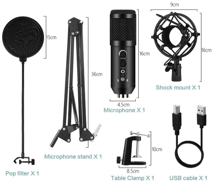 Professional Condenser Studio Recording USB Microphone Desk Foldable - Aussie Gadgets