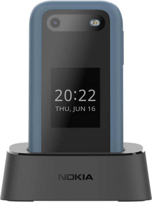 Nokia 2660 Flip Phone with Charging Cradle Bundle - Blue