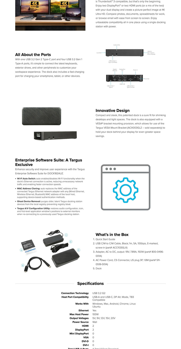 12-in-1 USB-C 100W PD 4k 60Hz Dual Display Docking Station - Aussie Gadgets