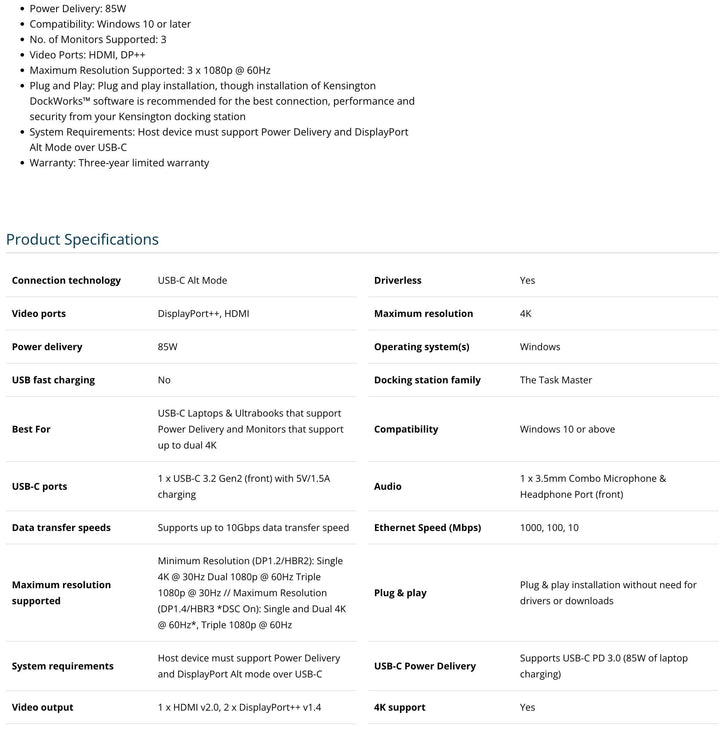 10-in-1 USB-C 85W PD 4k Triple Display Docking Station - Aussie Gadgets